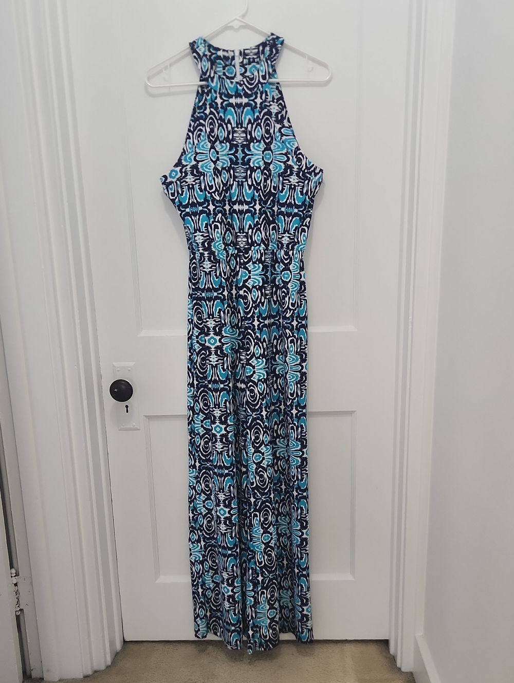 Jude Connally Blue And White Print Jumpsuit Size Medium